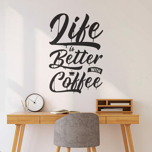 Wall Stickers Paster Paper Life Is Better With Coffee Multi Color Selection