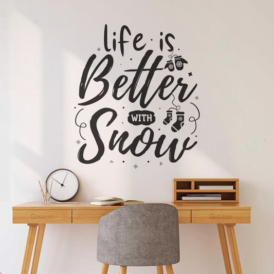 Life Is Better With Snow Hand Drawn Lettering With Winter Quotes Winter Designs Fine Carving Stickers Easy Installation