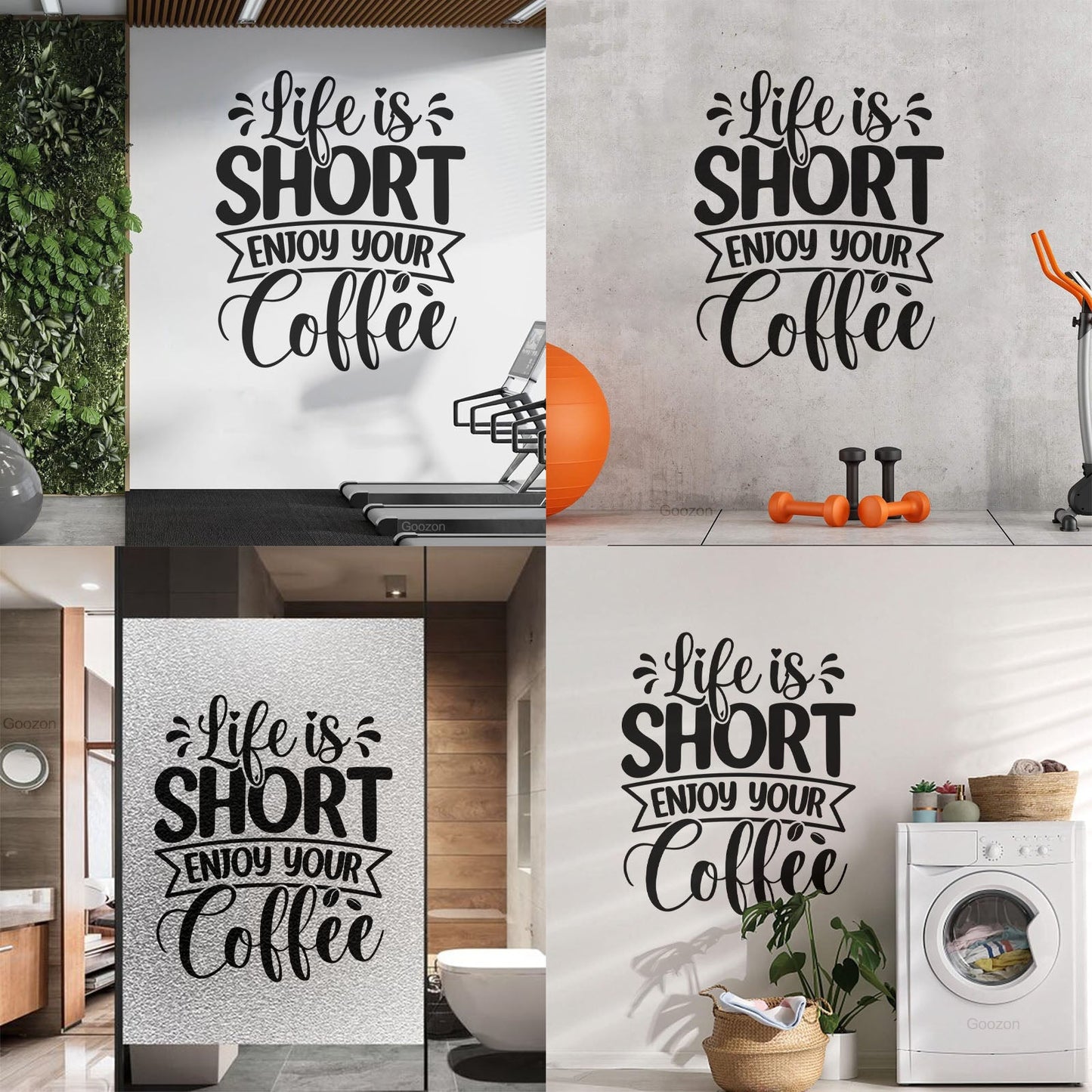 Lettering Decals Life Is Short Enjoy Your Coffee Quotes Poster Typographic Slogan Design Personalized Customization