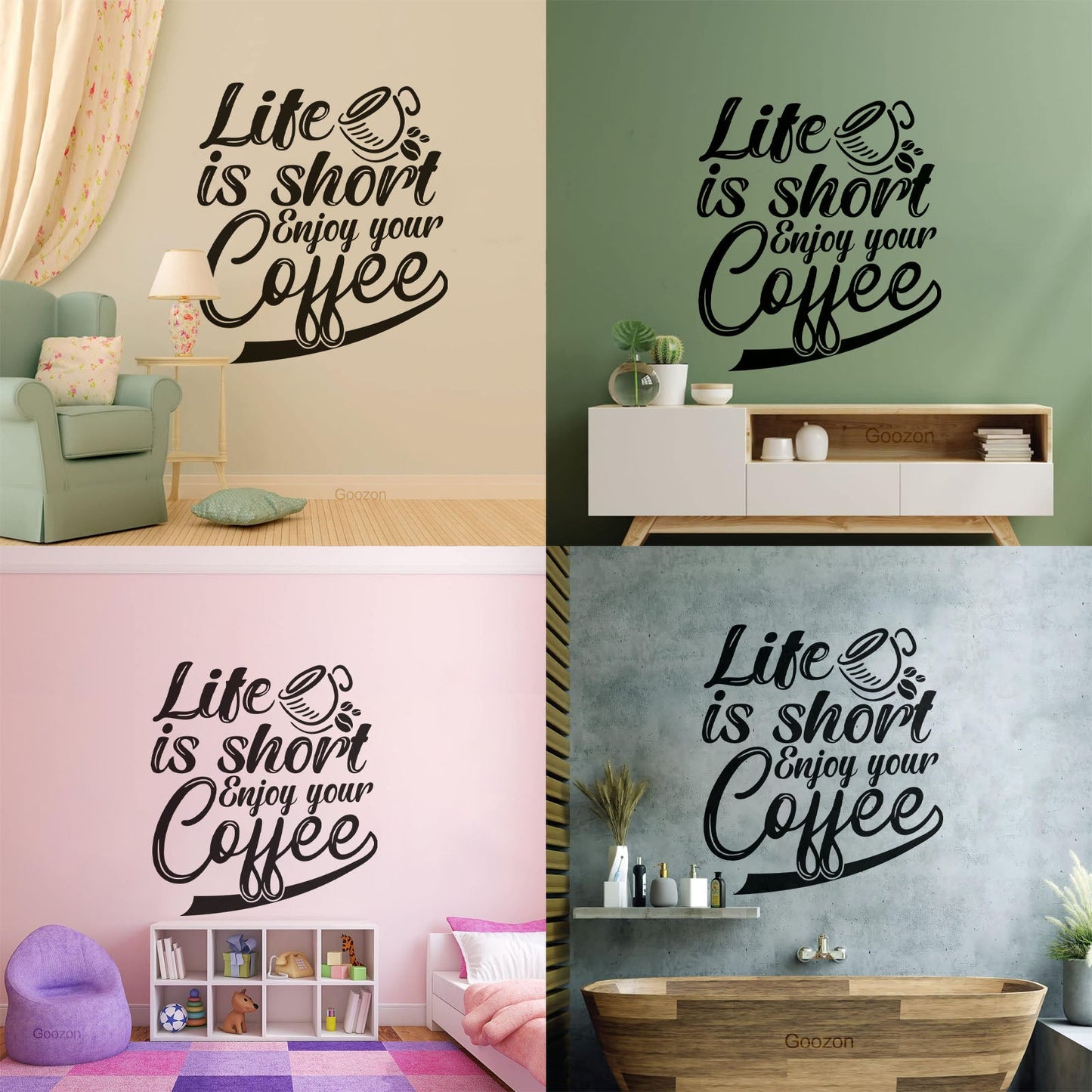 Lettering Stickers Life Is Short Enjoy Your Coffee Lettering Art Decoration