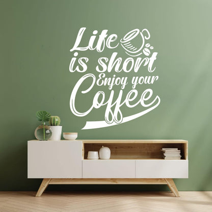Lettering Stickers Life Is Short Enjoy Your Coffee Lettering Art Decoration