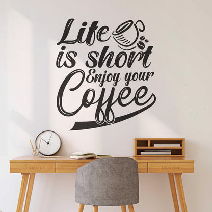 Lettering Stickers Life Is Short Enjoy Your Coffee Lettering Art Decoration