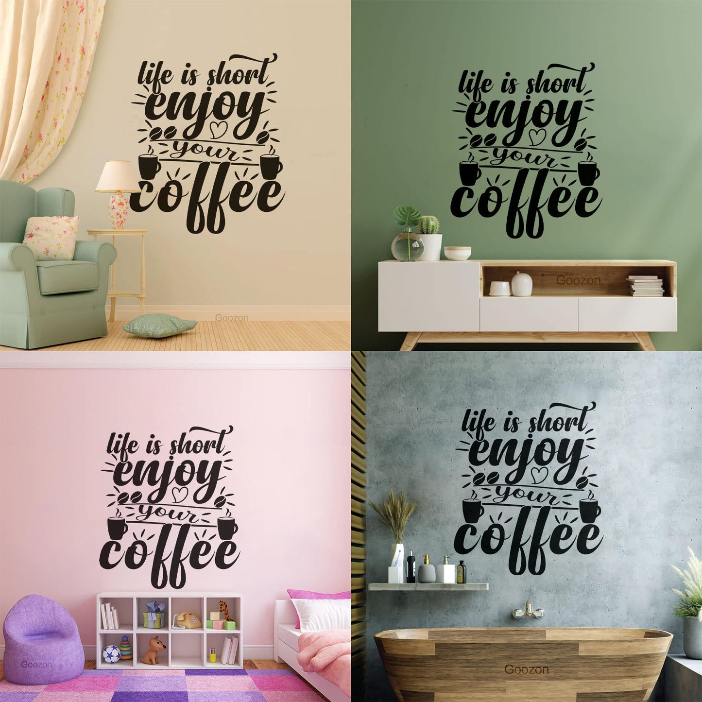 Wall Decals Paster Paper Life Is Short Enjoy Your Coffee Wall Beautification