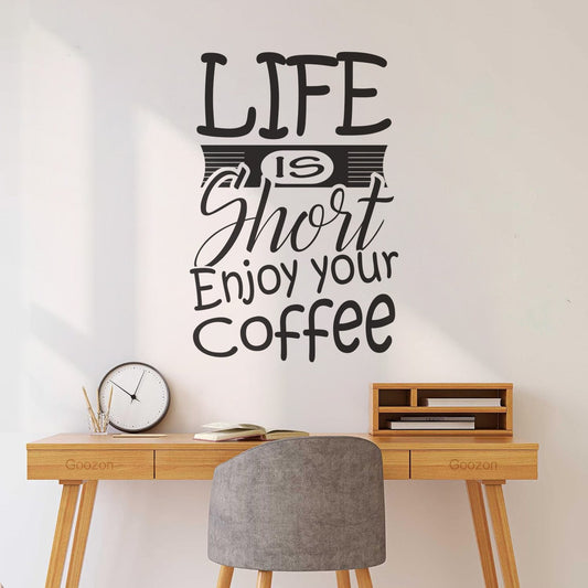 Vinyl Wall Stickers Life Is Short Enjoy Your Coffee Typography Coffee Ready Car Body Decoration
