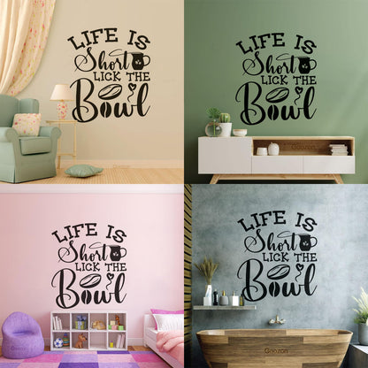 Wall Stickers Paster Paper Life Is Short Lick The Bowl Coffee Craft Or Tee Design Removable Without Leaving Glue